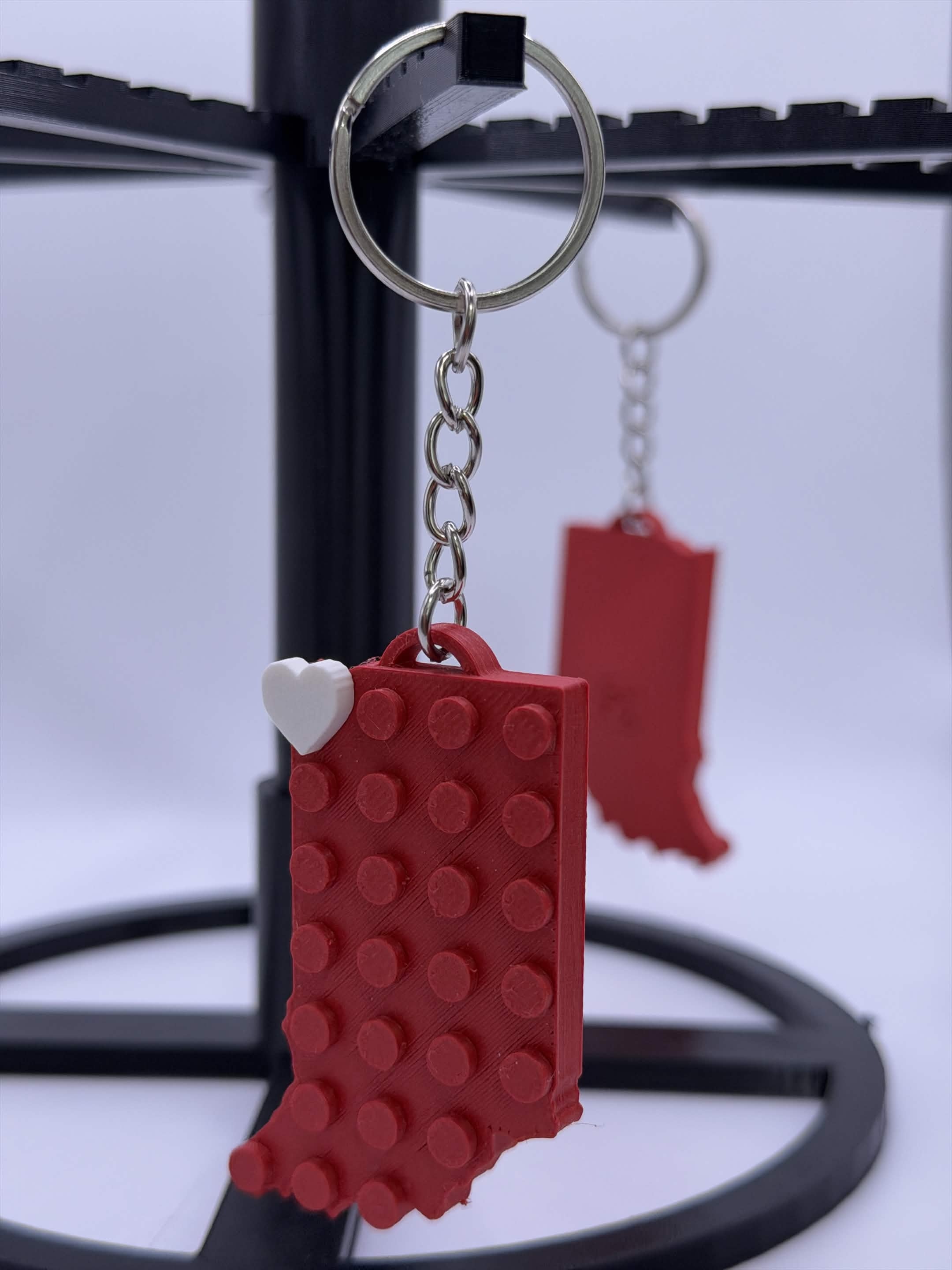 Indiana State Keychain — 3D Printed with Custom Heart Location