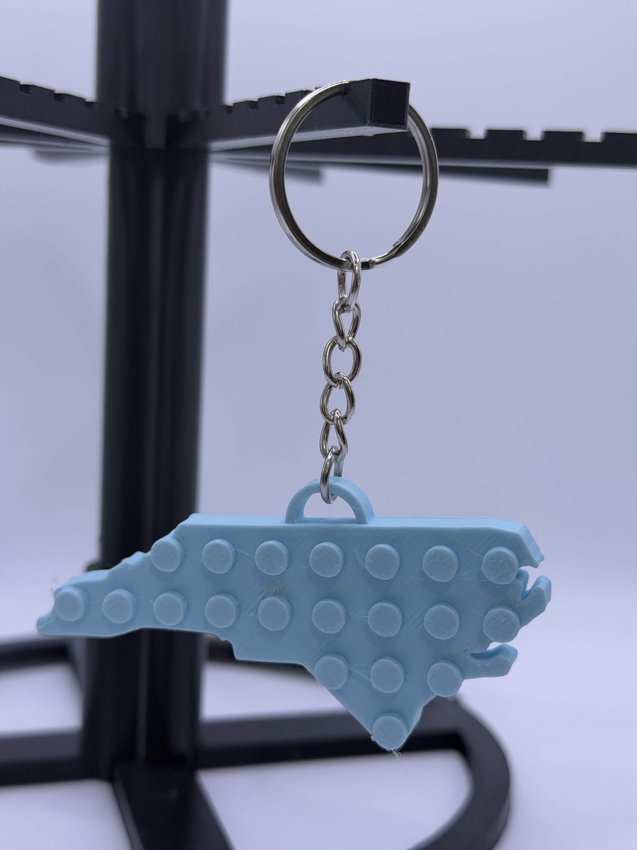 North Carolina State Keychain — 3D Printed with Custom Heart Location