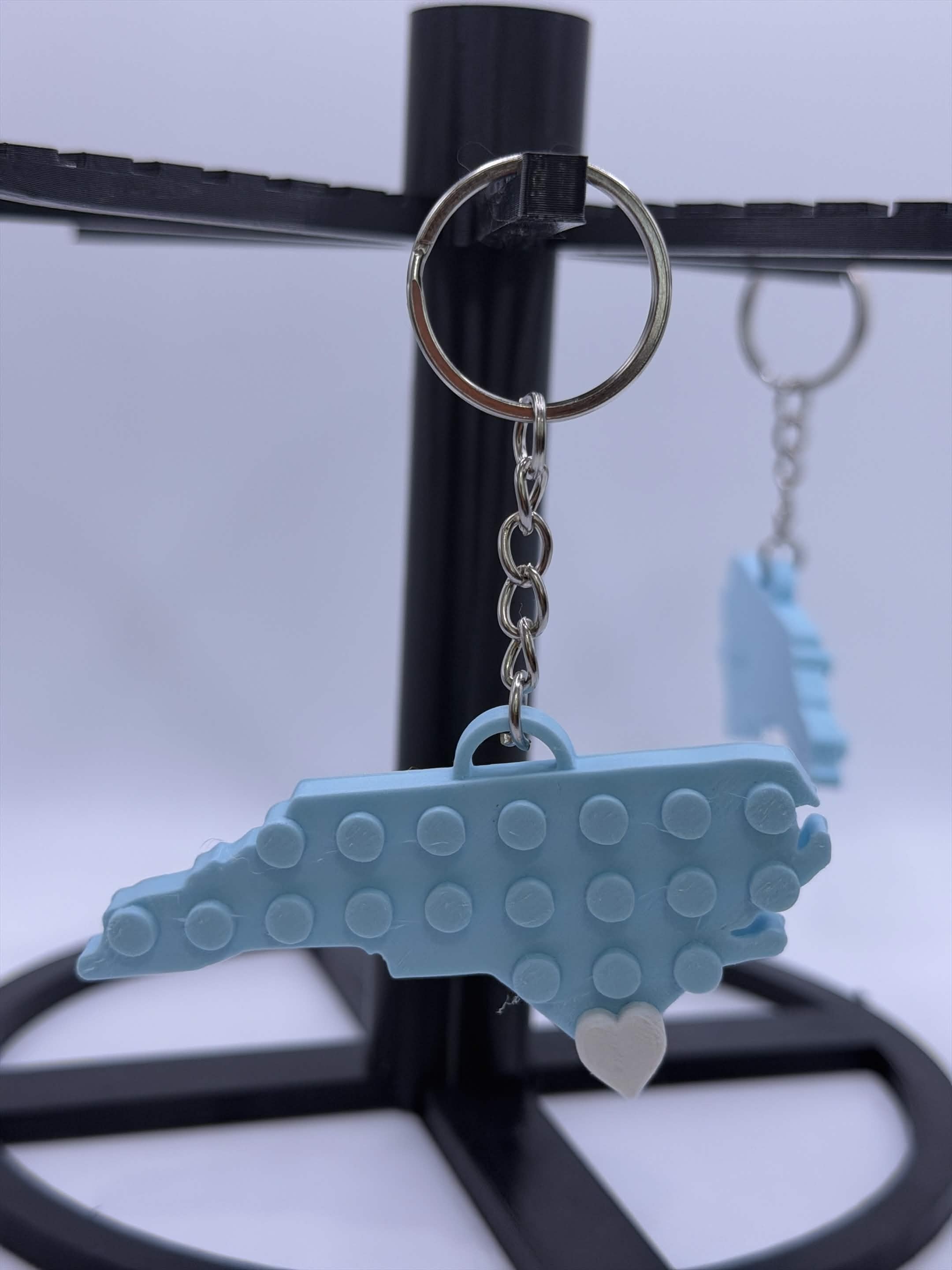 North Carolina State Keychain — 3D Printed with Custom Heart Location