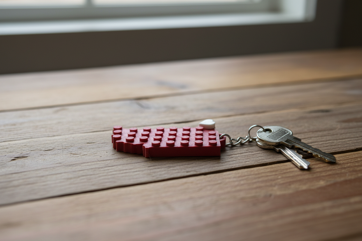 Indiana State Keychain — Red with White Heart