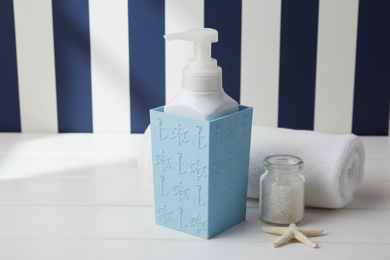Nautical Soap Dispenser in Elegant Coastal Bathroom Setting