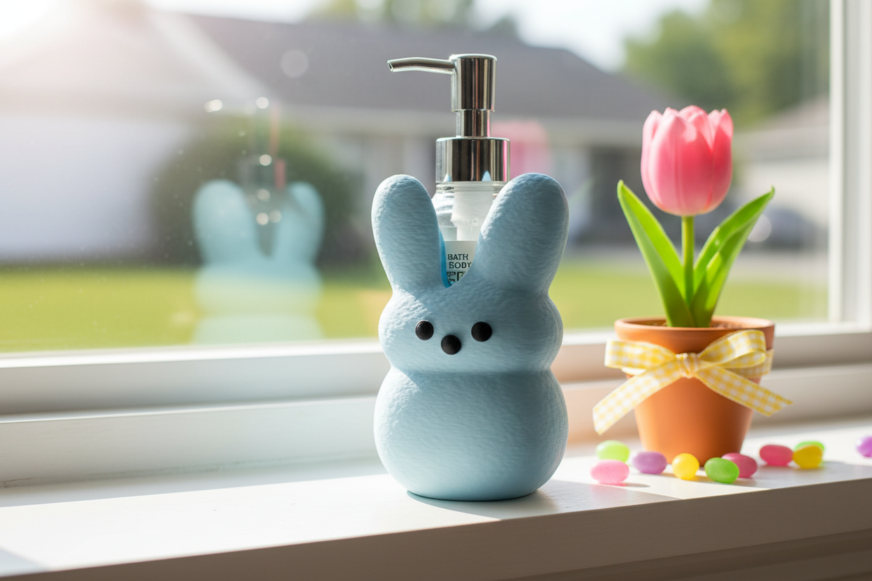 Peeps Bunny Soap Holder on Sunny Kitchen Windowsill
