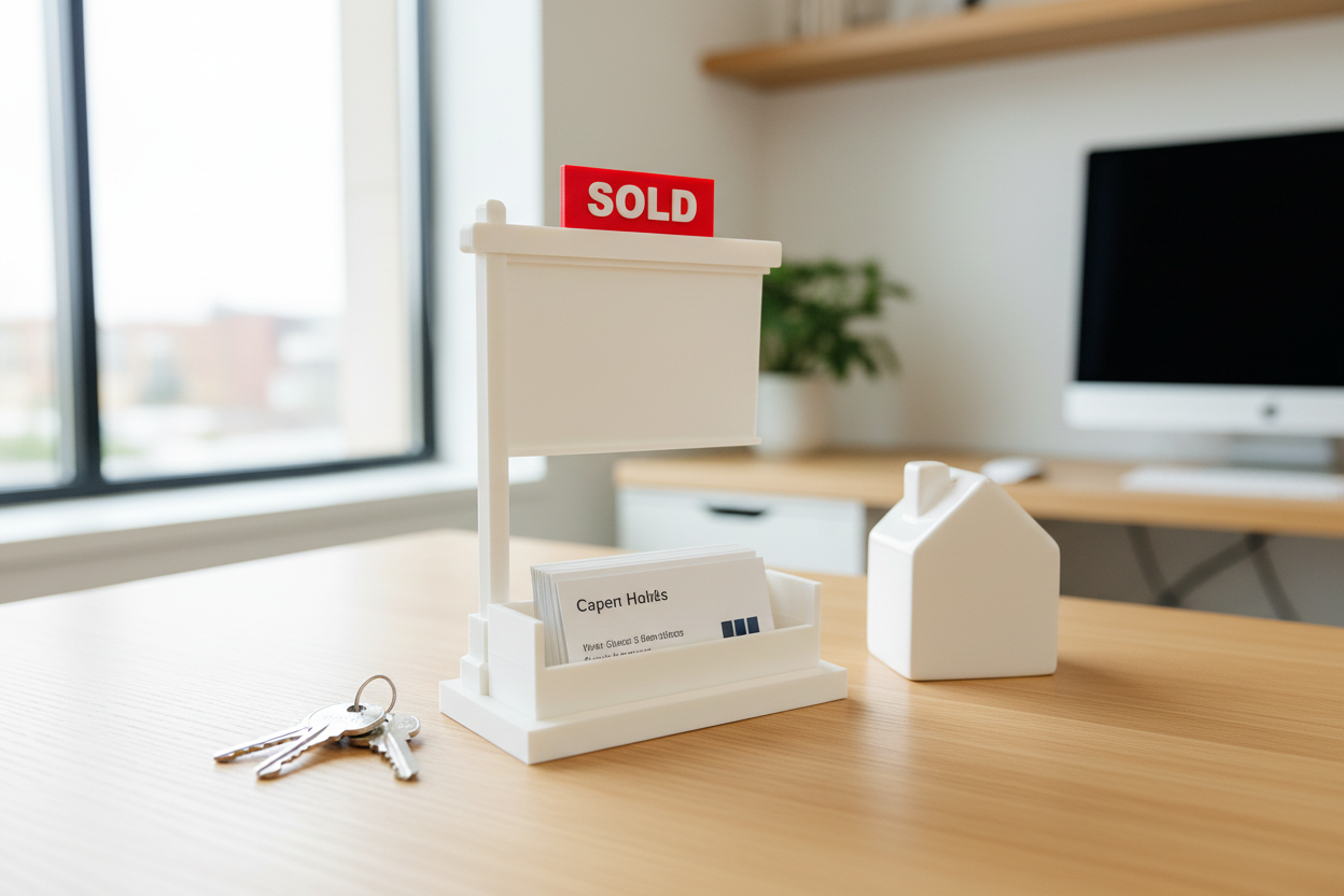 Realtor Business Card Holder on Professional Office Desk